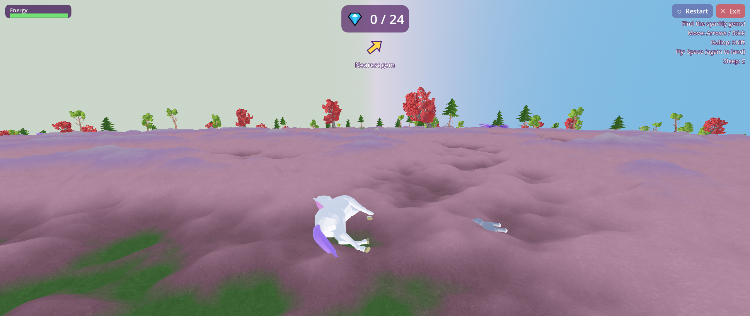 The unicorn lying down for a nap on the grass